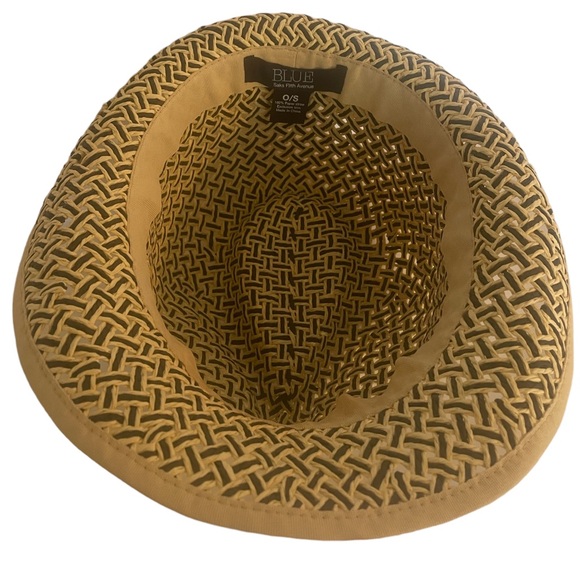 Tan, Blue Saks fifth avenue hat, Fedora,summer, beach, short brim,straw,OS,New - Picture 5 of 7
